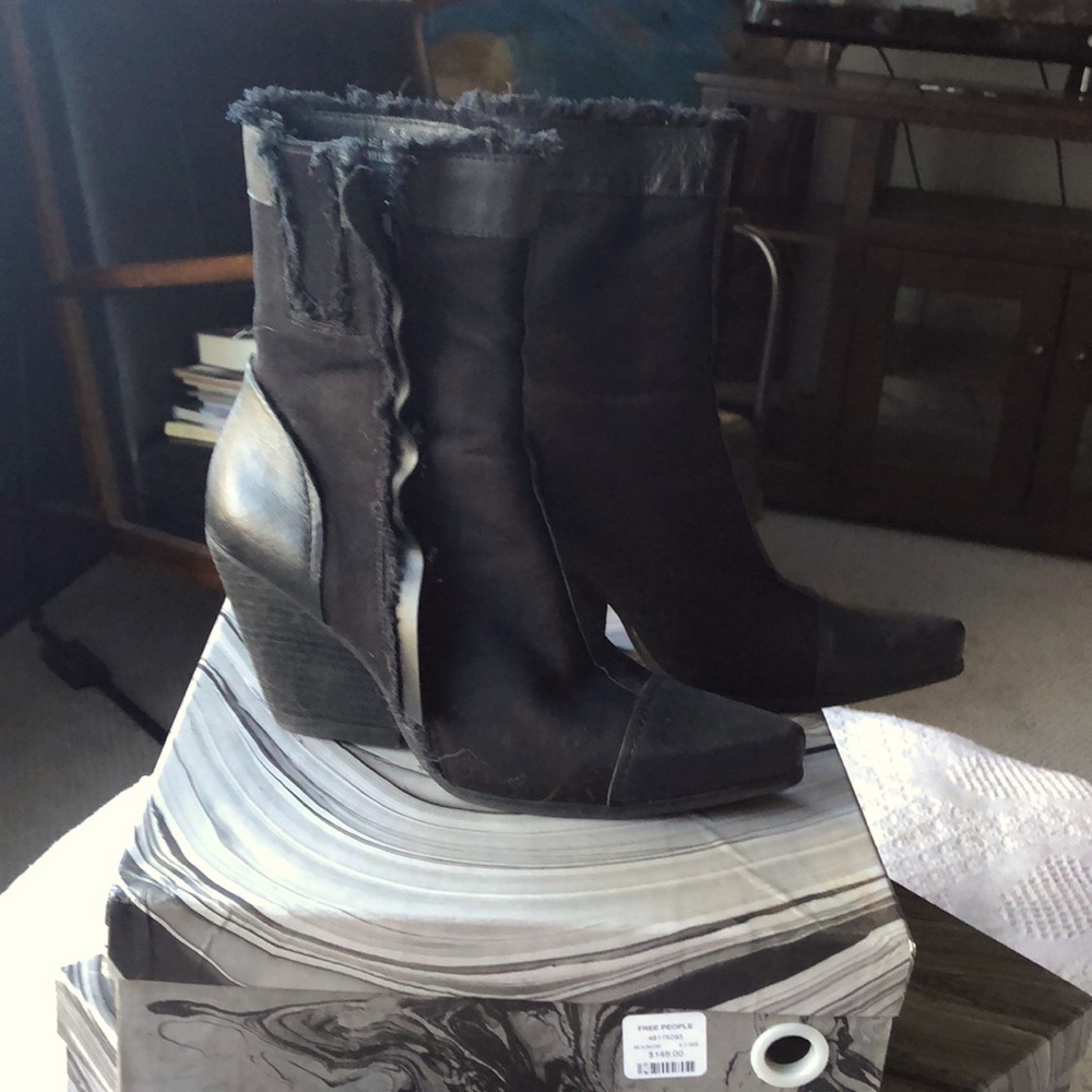 Jeffrey Campbell boots black leather/fabric